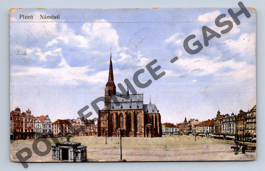 Pohlednice Plzeň náměstí 1914 (M1914)