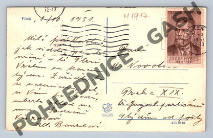 Pohlednice Plzeň centrum raz 1951 (M1917)