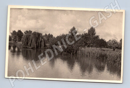 Pohlednice černobílý motiv říční krajiny Voigtländer malý for (M19175)