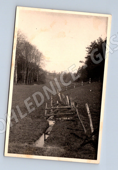 Pohlednice černobílá venkovská krajina malý formát (M19176)