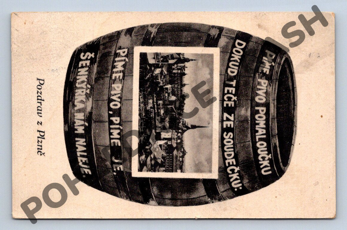 Postcard Pilsen beer keg motif 1918 (M1918)