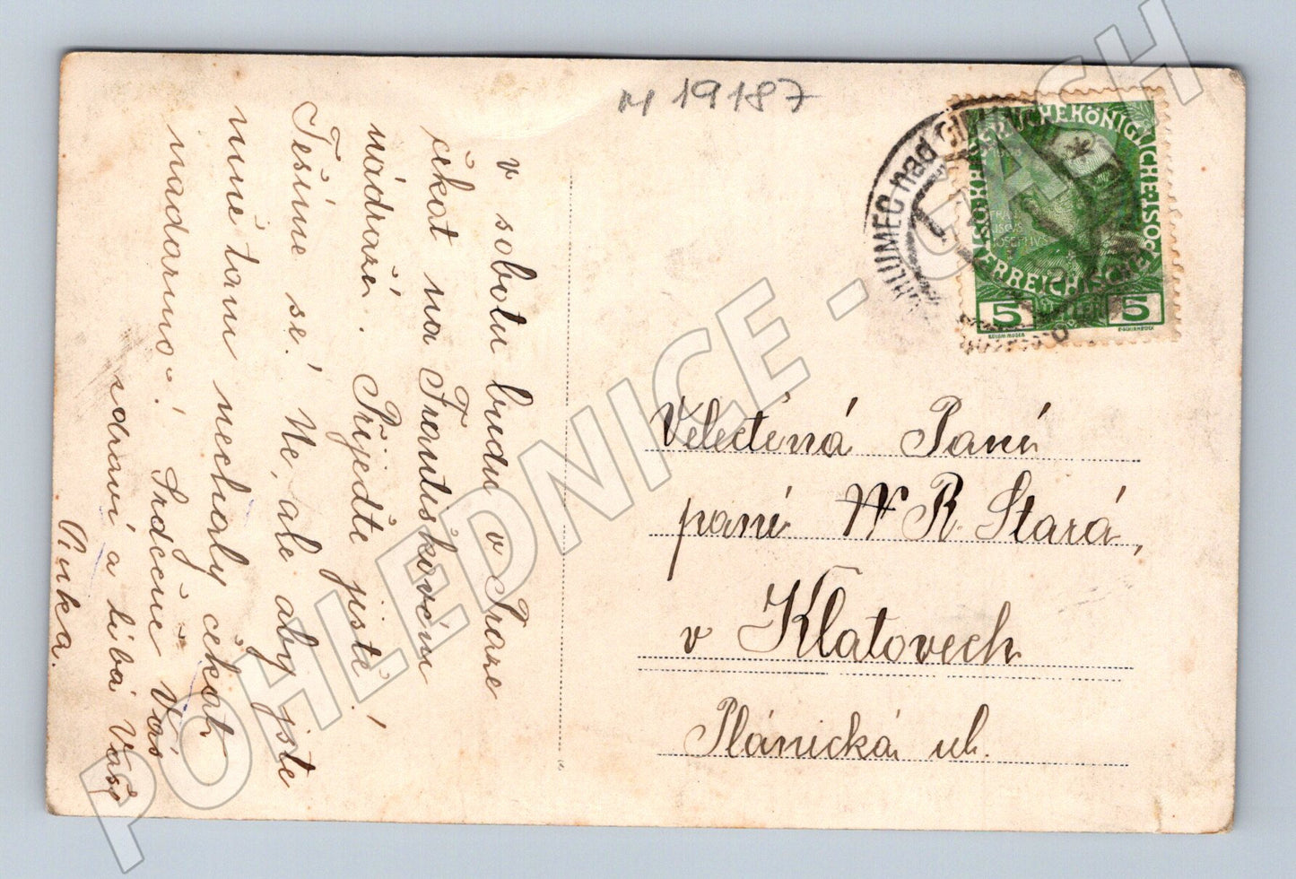 Pohlednice Rakousko-Uhersko rozkvetlý strom Klatovy Chlumec n (M19187)