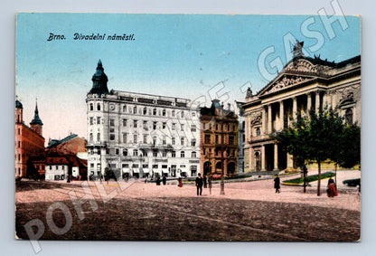 Pohlednice Brno Divadelní náměstí kolorovaná 1917 (M19202)