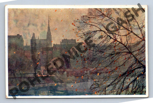 Pohlednice Plzeň Saský most malířská 1913 (M1921)