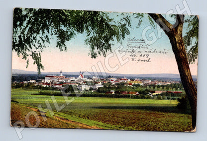Pohlednice Kroměříž celkový pohled malý formát (M19218)