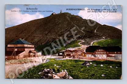 Pohlednice Krkonoše Sněžka Obří bouda Slezský dům malý formát (M19221)
