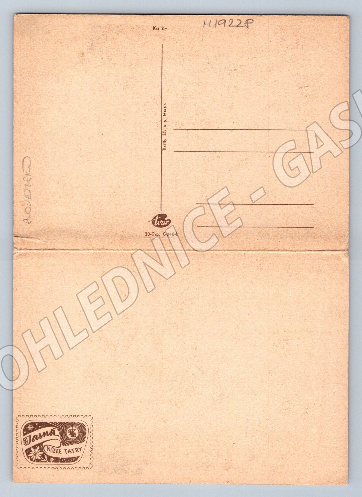 Pohlednice mapa Nízké Tatry Slovensko malý formát (M19228)