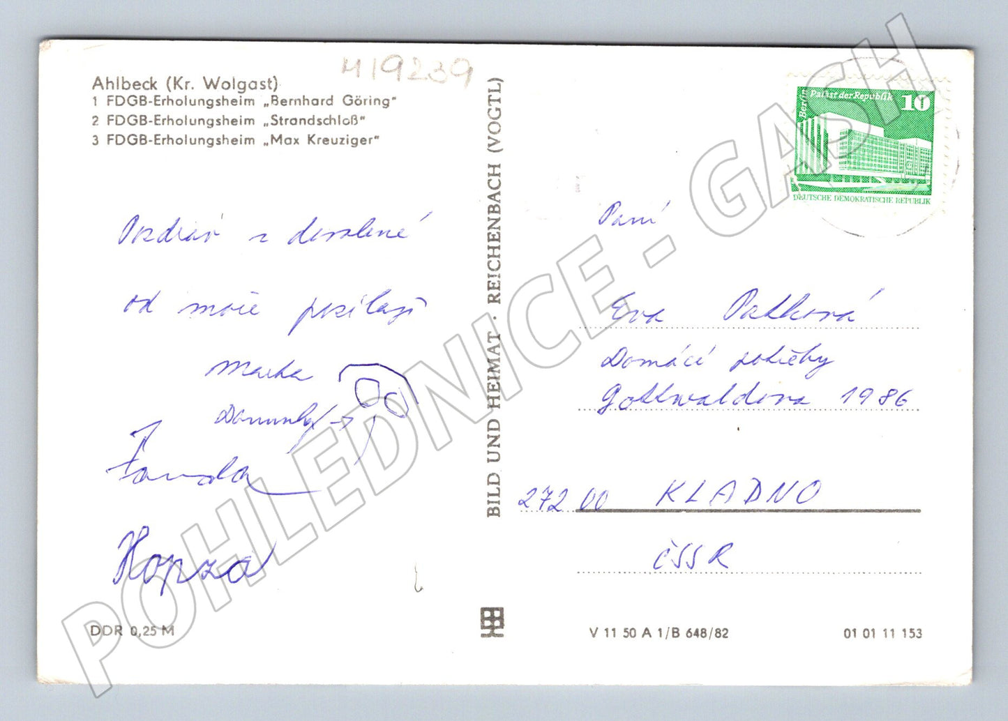 Pohlednice Seebad Ahlbeck NDR koláž zaslaná 80. léta (M19239)