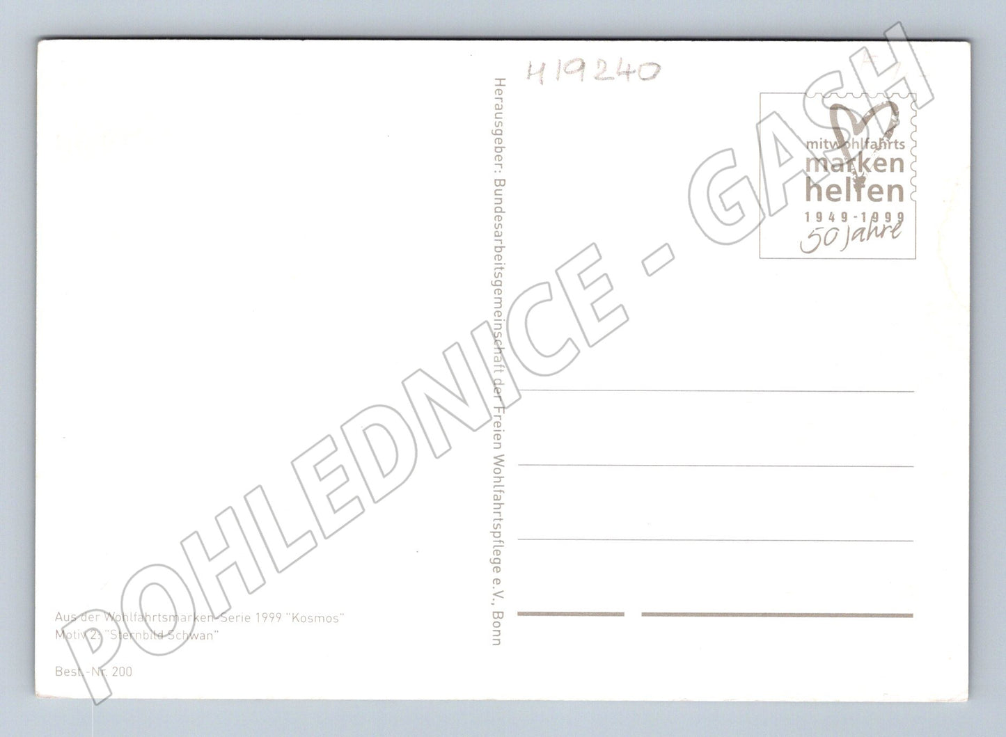 Pohlednice Německá Wohlfahrtsmarken souhvězdí labutě Kosmos (M19240)