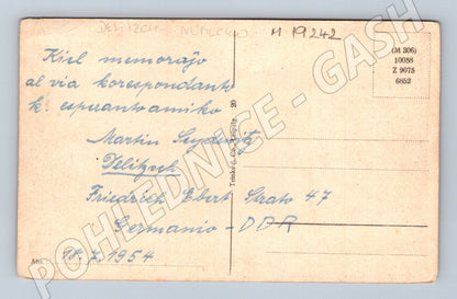 Pohlednice Německo Delitzsch Ehrenberg Promenade portrét 1954 (M19242)