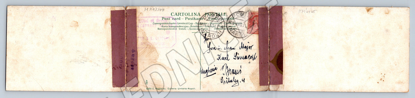 Pohlednice Panoramatická rozkládací Pompeje Itálie prošlá poš (M19244)