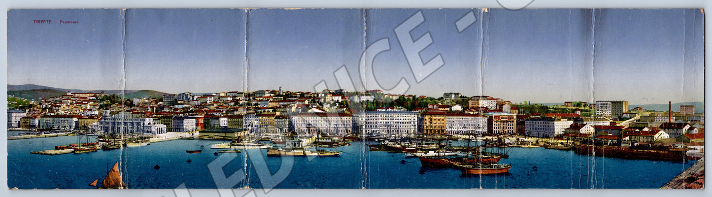 Pohlednice Panoramatická rozkládací Terst Trieste Itálie 1945 (M19245)