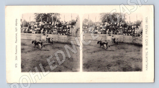 Pohlednice stereopohlednice býčí zápasy Asuncion Paraguay Již (M19250)