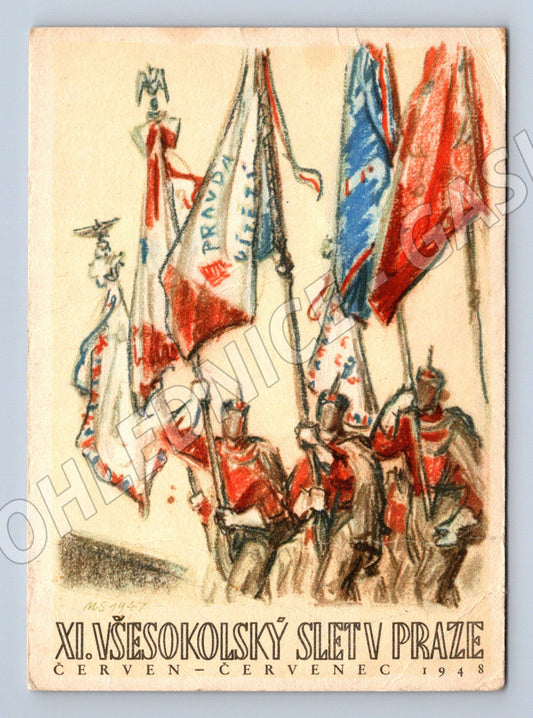 Pohlednice XI všesokolský slet Praha Sokol prapory ČSR (M19272)