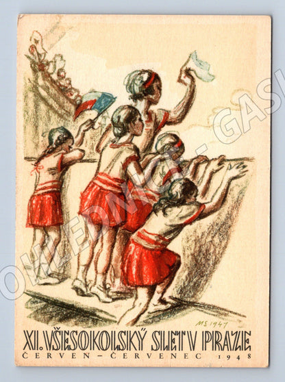 Pohlednice XII Všesokolský slet Praha 1948 malý formát (M19285)