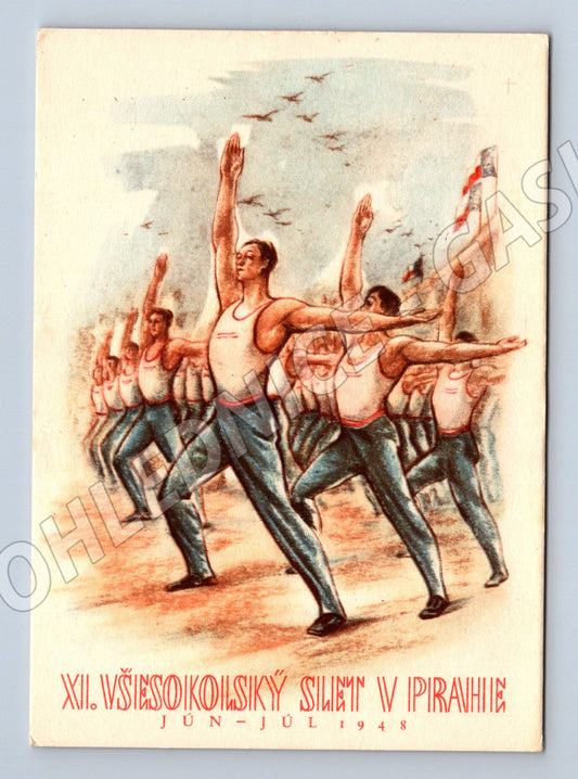 Pohlednice XII všesokolský slet Praha sokolové malý formát (M19295)