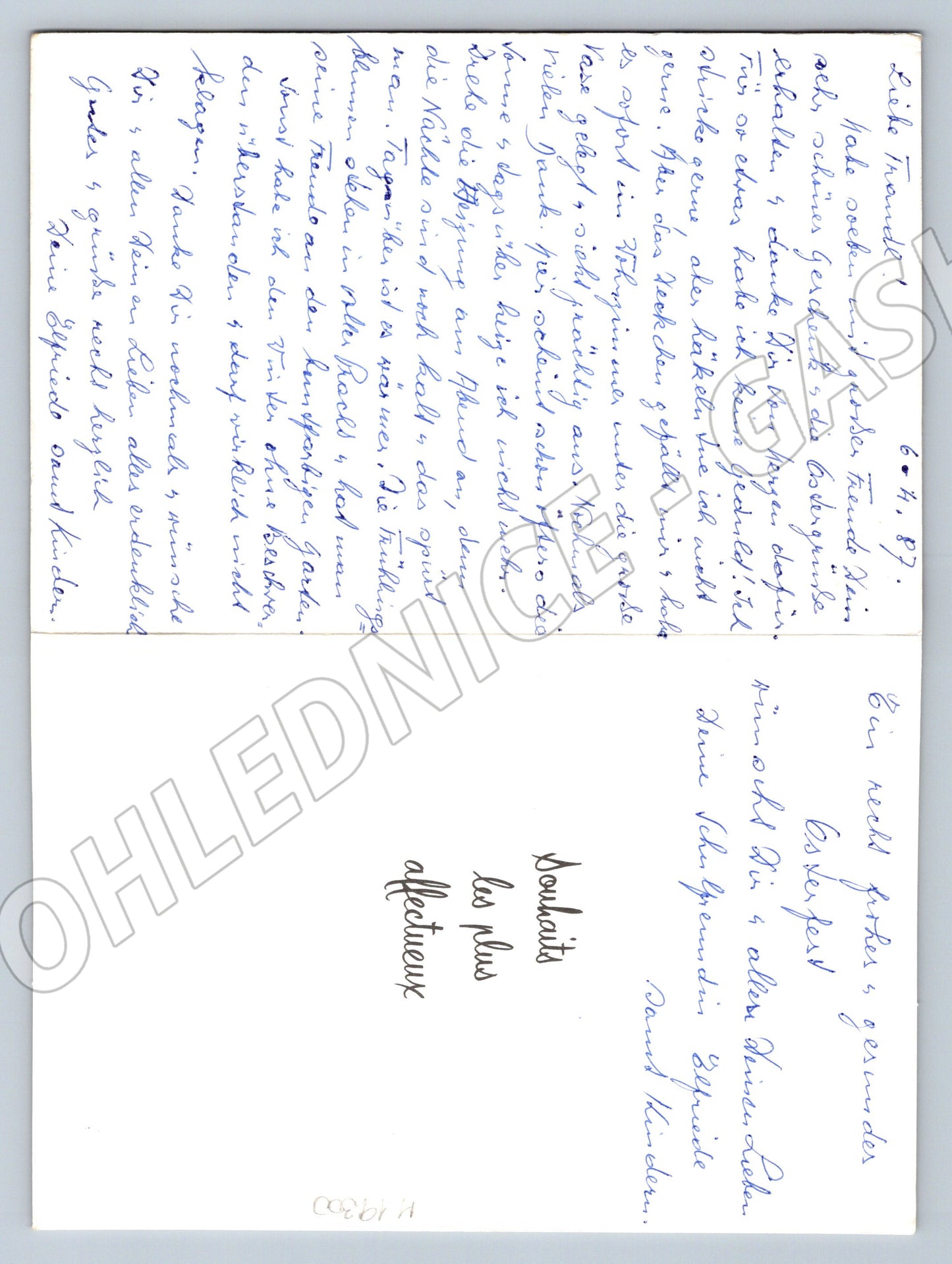 Pohlednice Velikonoční králíček a vajíčka Francie 1987 (M19300)