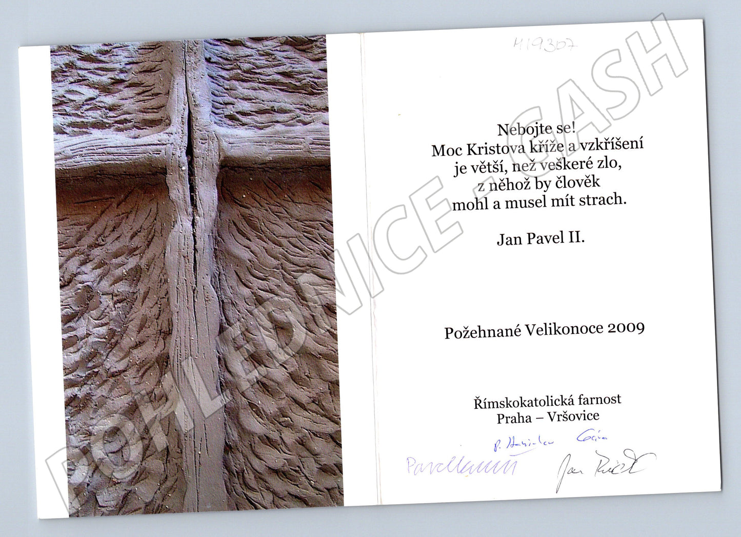 Pohlednice Velikonoční Praha Vysočany Jan Pavel II citát (M19307)