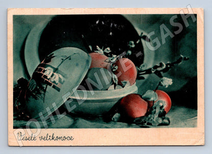 Pohlednice Velikonoční malovaný kraslice Československo prošl (M19316)