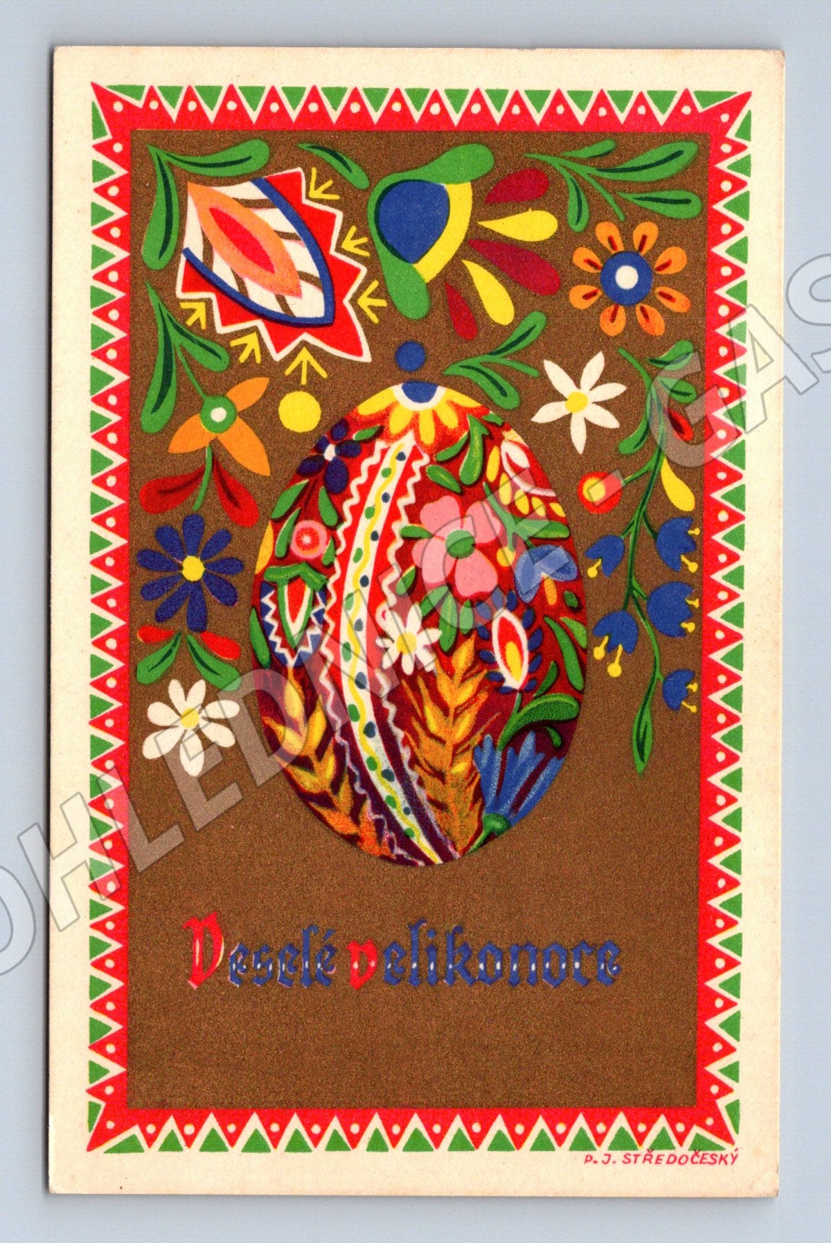 Pohlednice Velikonoční Chodsko lidové umění P.J. Středočeský (M19326)