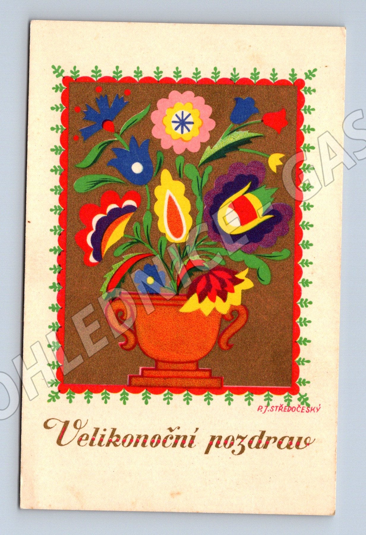 Pohlednice Velikonoční motiv lidové umění Blaty etnografie (M19327)