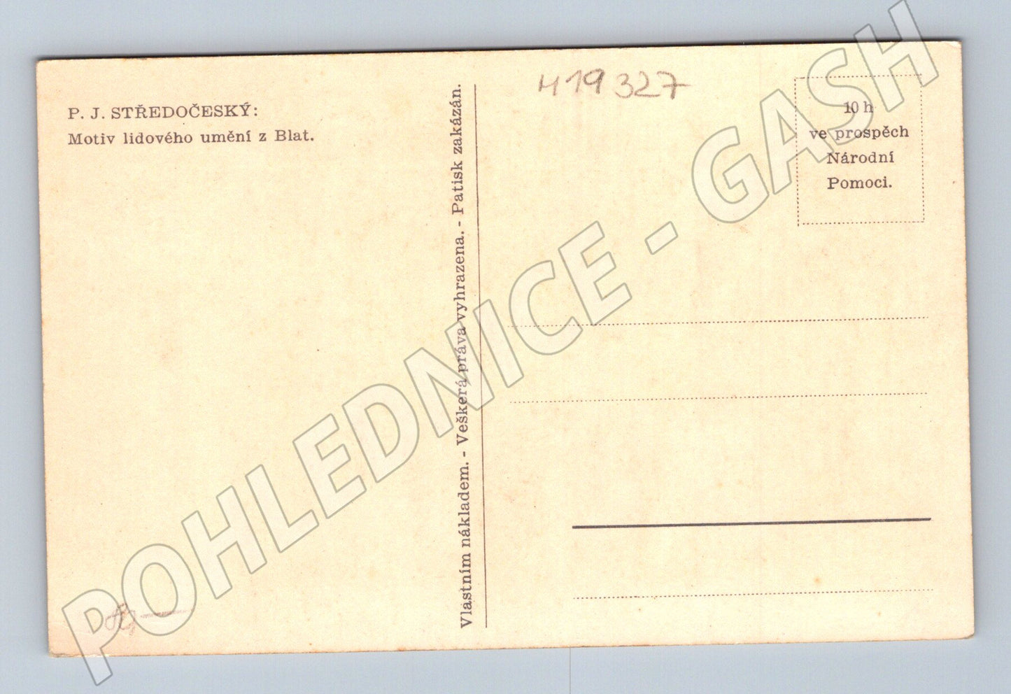 Pohlednice Velikonoční motiv lidové umění Blaty etnografie (M19327)