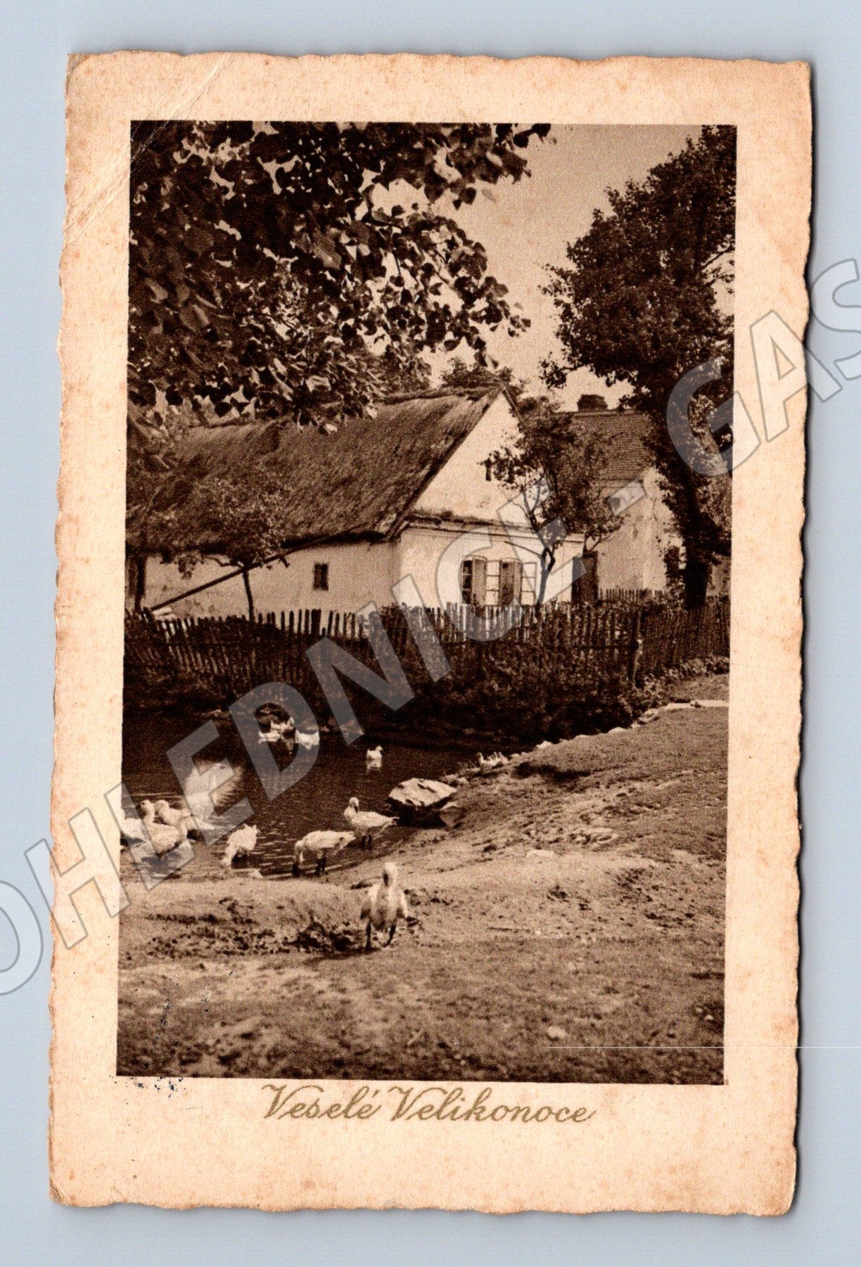 Pohlednice Velikonoční ČR venkov odeslaná známka razítko 1938 (M19330)