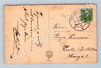 Pohlednice Velikonoční ČR venkov odeslaná známka razítko 1938 (M19330)