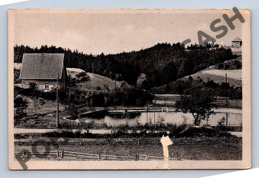 Pohlednice Divišov koupaliště 1934 ČSR (M1934)
