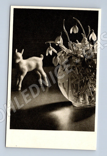 Pohlednice Velikonoční keramický koník květiny ČSR (M19343)