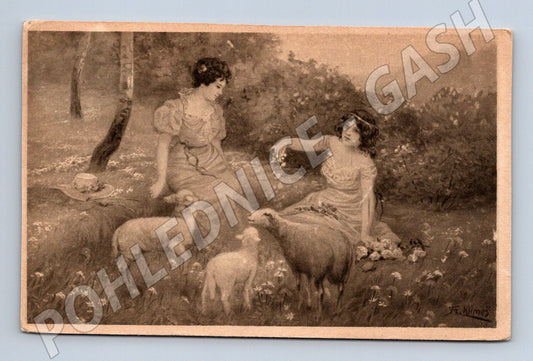 Pohlednice Pásla ovečky Fr Klimeš Salon Prague Praha (M19348)