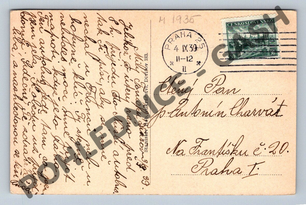 Postcard Divišov Lote Doly 1939 PP (M1935)