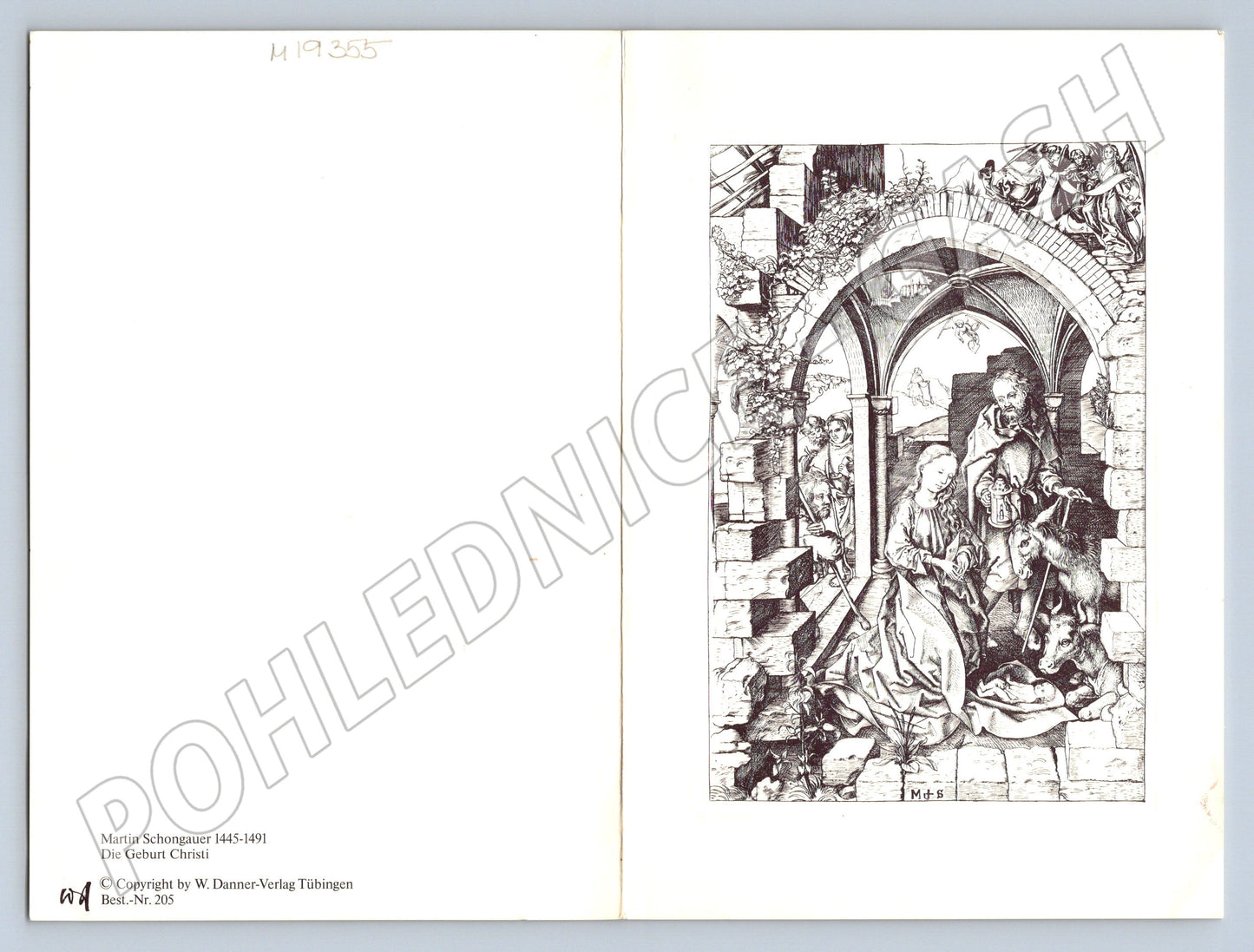 Pohlednice Schongauer vánoční motiv skládací (M19355)