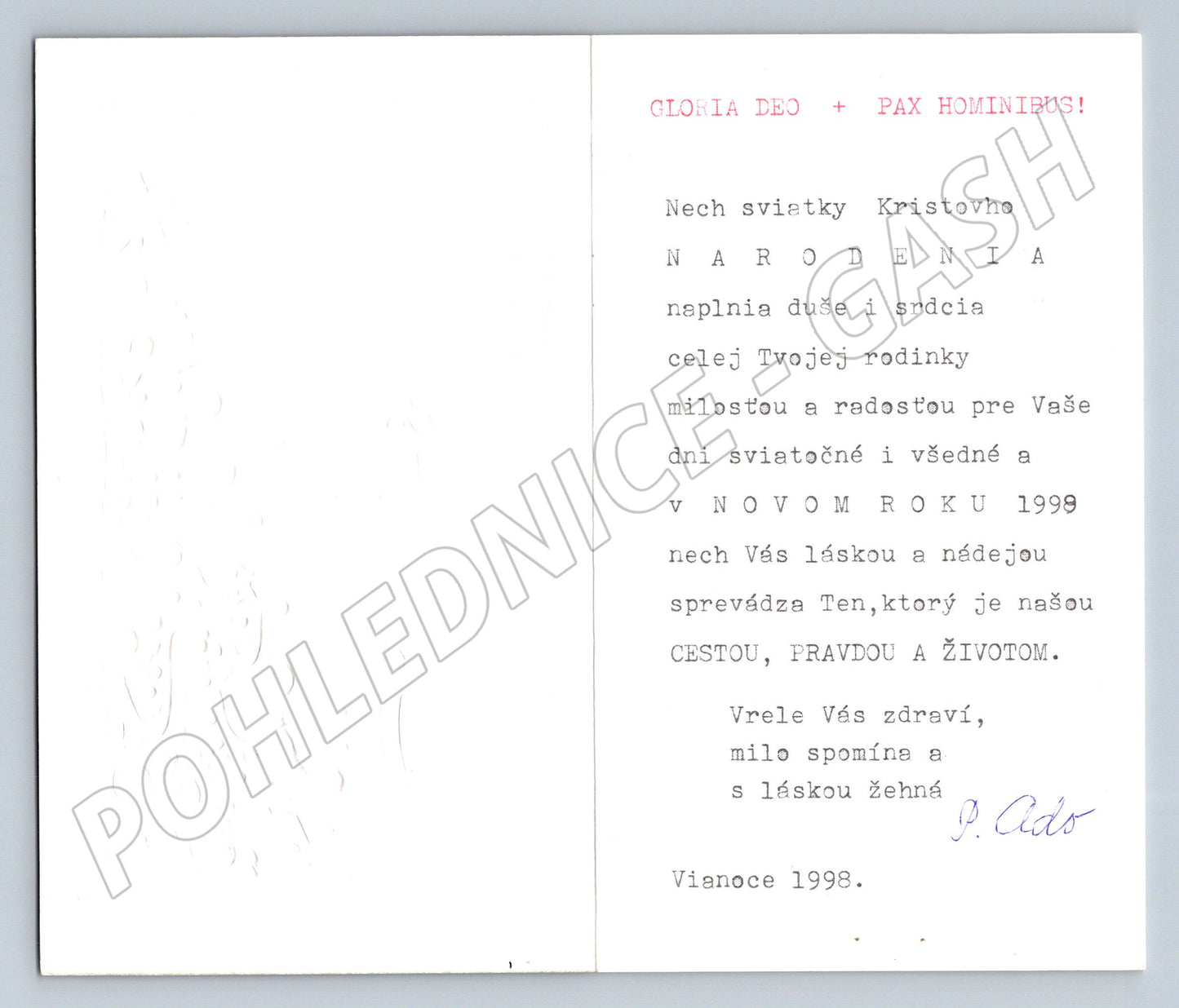 Pohlednice Vánoční přání barevný motiv 1998 (M19361)