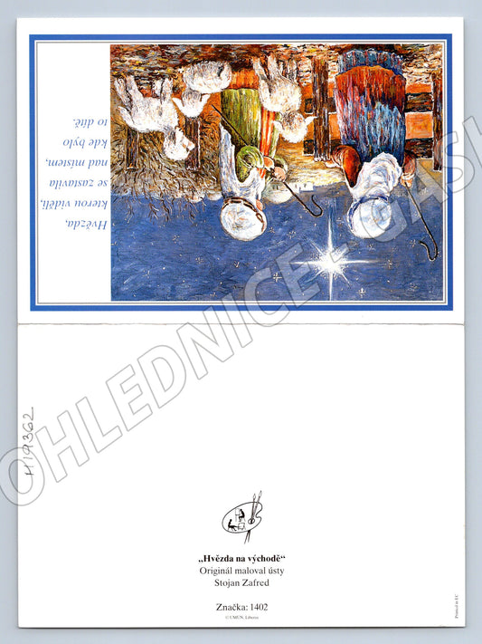 Pohlednice Hvězda na východě malováno ústy Stojan Zafred (M19362)