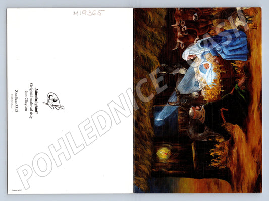 Pohlednice Vánoční Jon Clayton originální malba ústy velký fo (M19365)