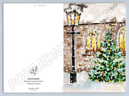 Pohlednice Sváteční přání Antonín Ashwell zimní motiv (M19367)