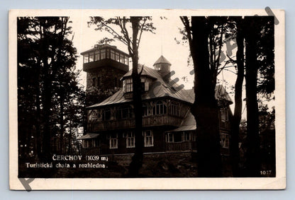 Postcard Čerchov tourist hut lookout tower (M1937)