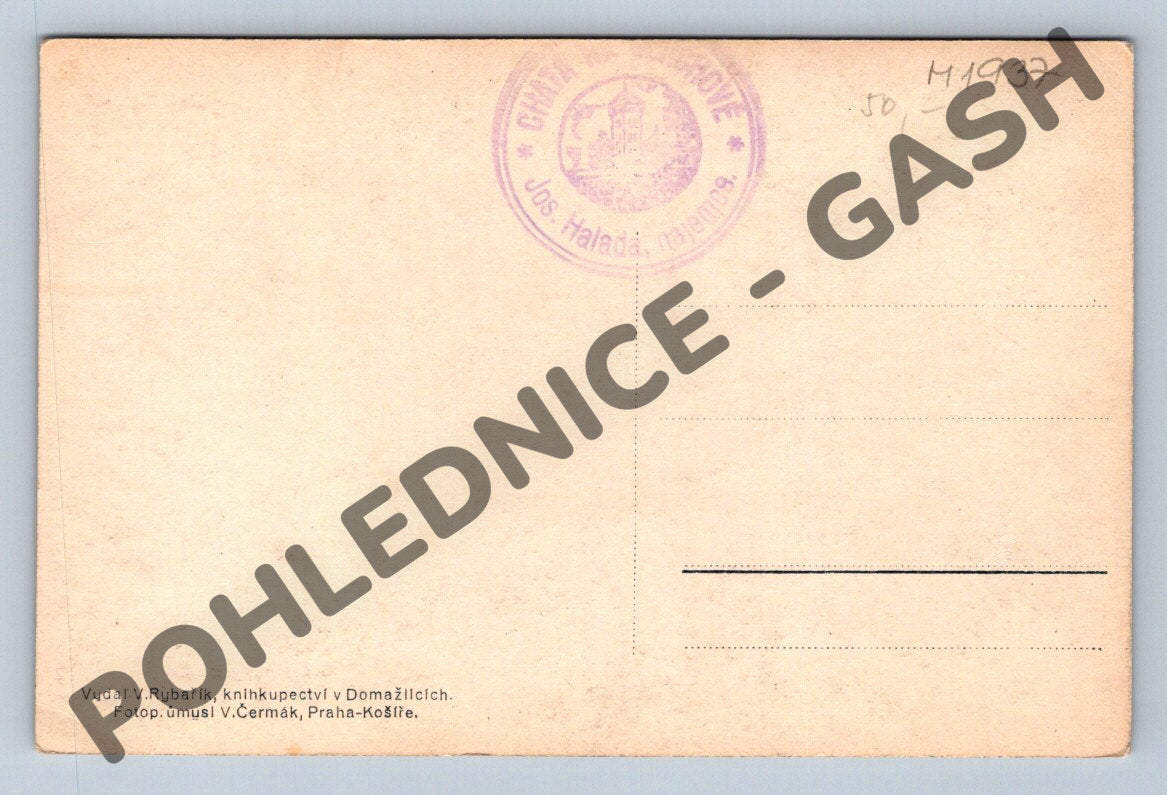 Postcard Čerchov tourist hut lookout tower (M1937)