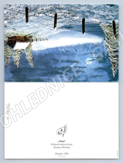 Pohlednice Zima umělecká Stanley Obriski malováno ústy (M19376)