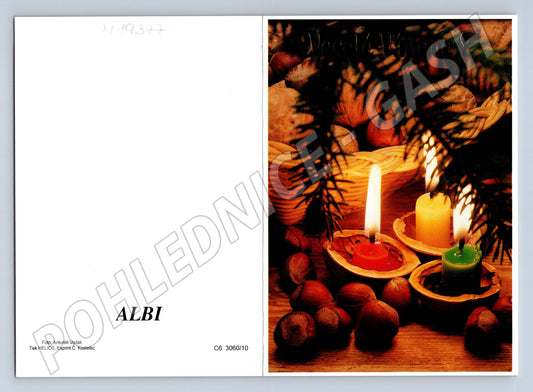 Pohlednice ALBI Vánoční svíčky a ořechy (M19377)