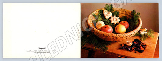 Pohlednice Vánoční košík s jablky perníčky ovoce velký formát (M19378)