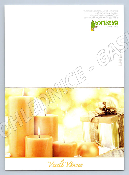 Pohlednice Vánoční svíčky dárky Veselé Vánoce čistá (M19381)