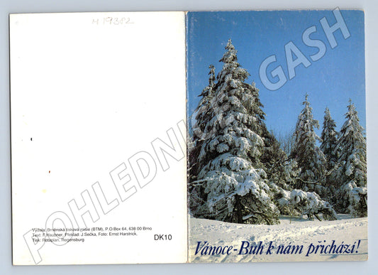 Pohlednice Zimní krajina Vánoce biblické poselství ČR (M19382)