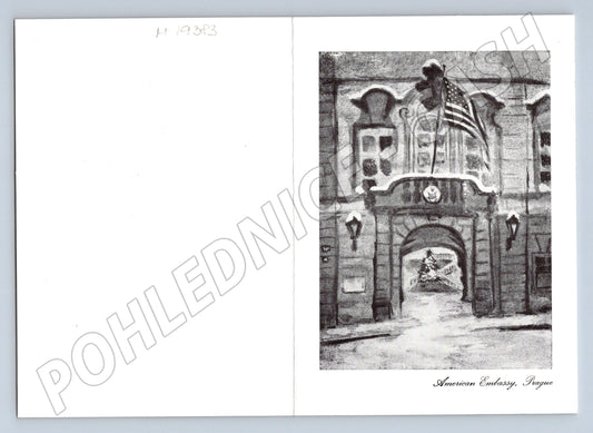 Pohlednice Vánoční přání Americké ambasády Praha cca studená  (M19383)