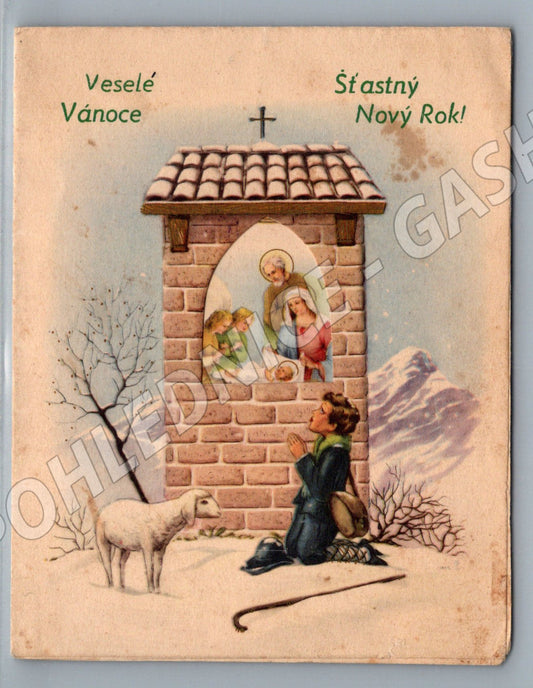 Pohlednice Betlém Veselé Vánoce Šťastný Nový rok (do 1950) (M19385)