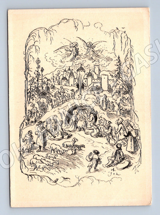 Pohlednice Mikoláš Aleš Radostné Vánoce Orbis čistá (M19391)