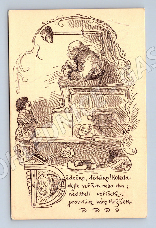 Pohlednice ČR vánoční humorný motiv M Aleš (M19396)