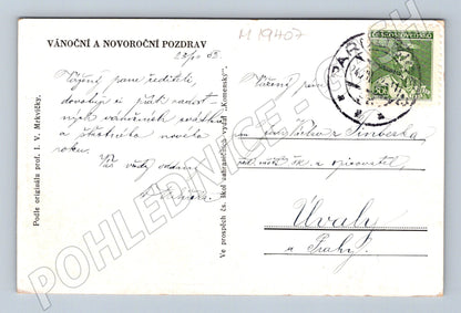 Pohlednice Vánoční a novoroční ČSR Mrkvička známka razítko (M19407)