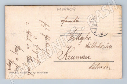 Pohlednice noční město věž 1938 poštovně prošlé (M19409)